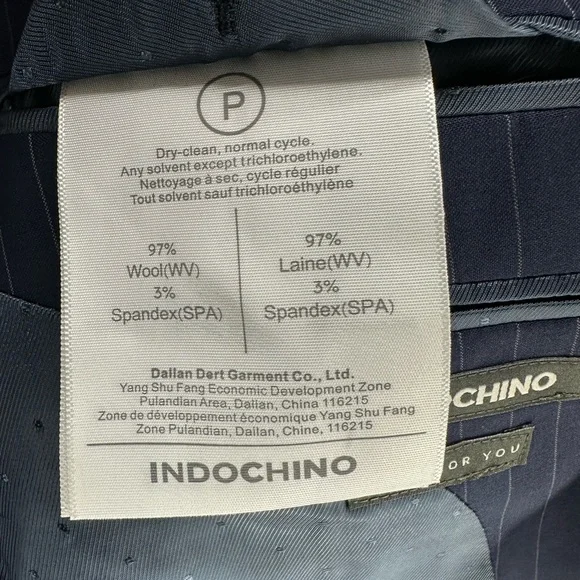 Indochino Jacket Blazer Sport Coat Wool Navy Blue Pin Stripe 2 Button 38 NWT